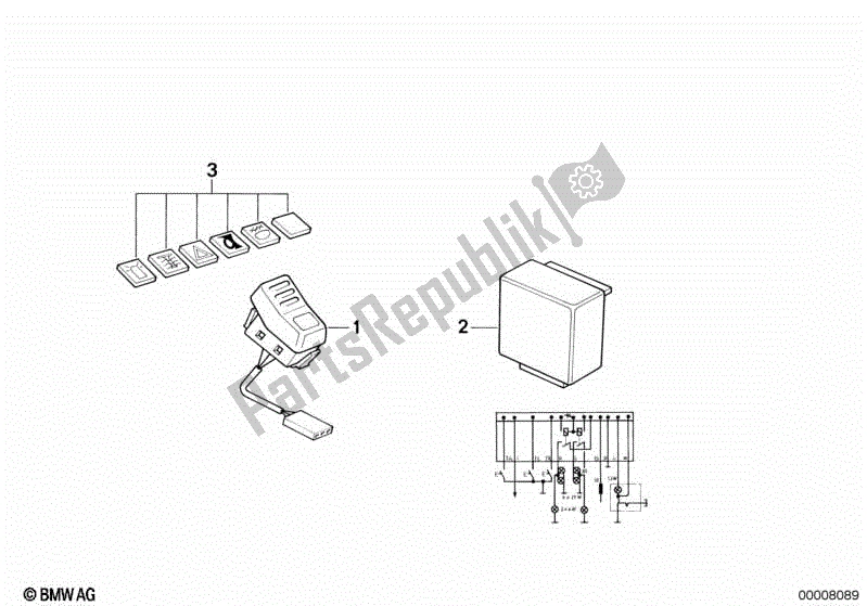 All parts for the Installing Set Hazard Warning of the BMW K 75C 750 1985 - 1990