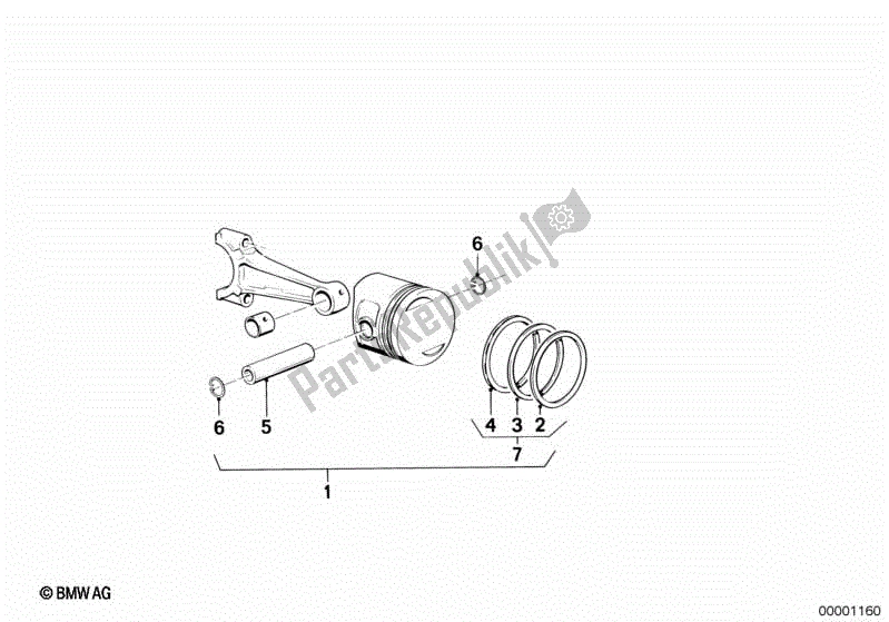 All parts for the Piston of the BMW K 75C 750 1985 - 1990