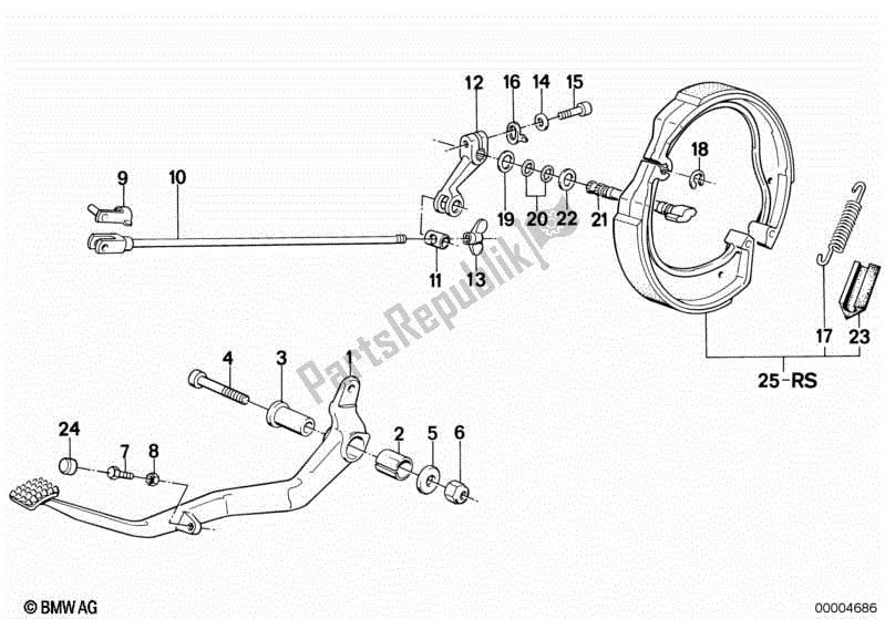 All parts for the Rear Wheel Brake, Drum Brake of the BMW K 75C 750 1985 - 1990