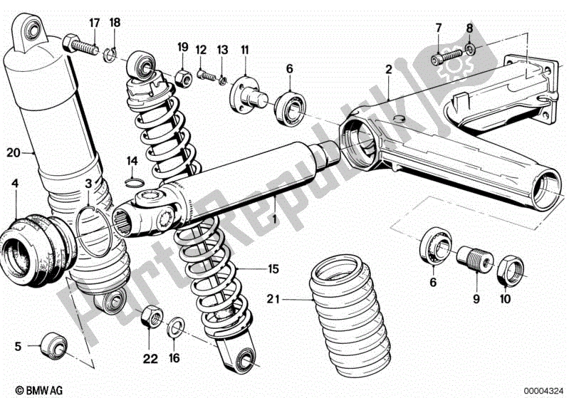 Todas las partes para Piezas De Montaje Del Brazo Oscilante De La Rueda Trasera de BMW K 75C 750 1985 - 1990