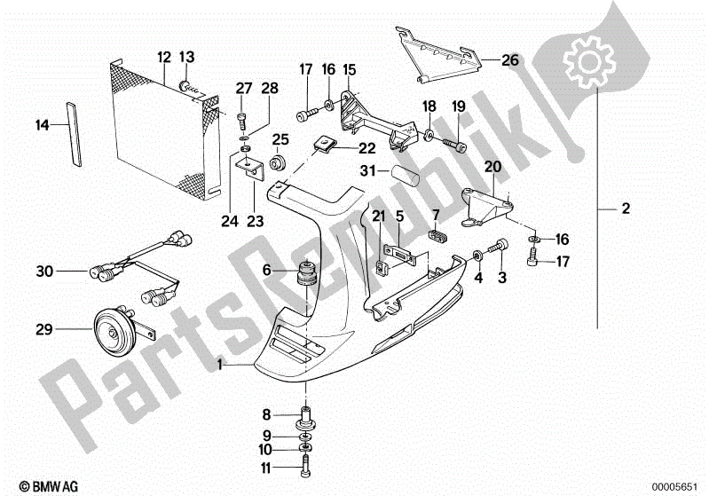 All parts for the Spoiler Front of the BMW K 75C 750 1985 - 1990