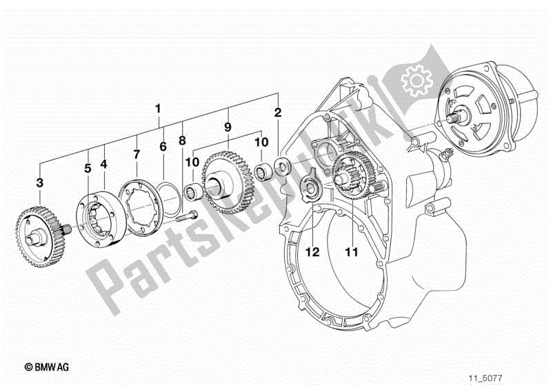 All parts for the Starter 1-way Clutch/reduct Gear Shaft of the BMW K 75C 750 1985 - 1990