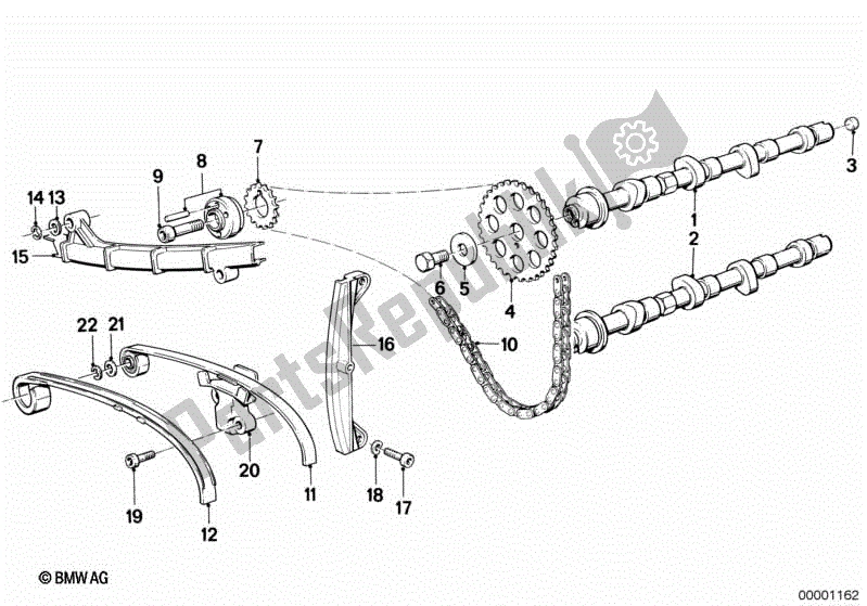 All parts for the Timing Gear - Cam Shaft/chain Drive of the BMW K 75C 750 1985 - 1990