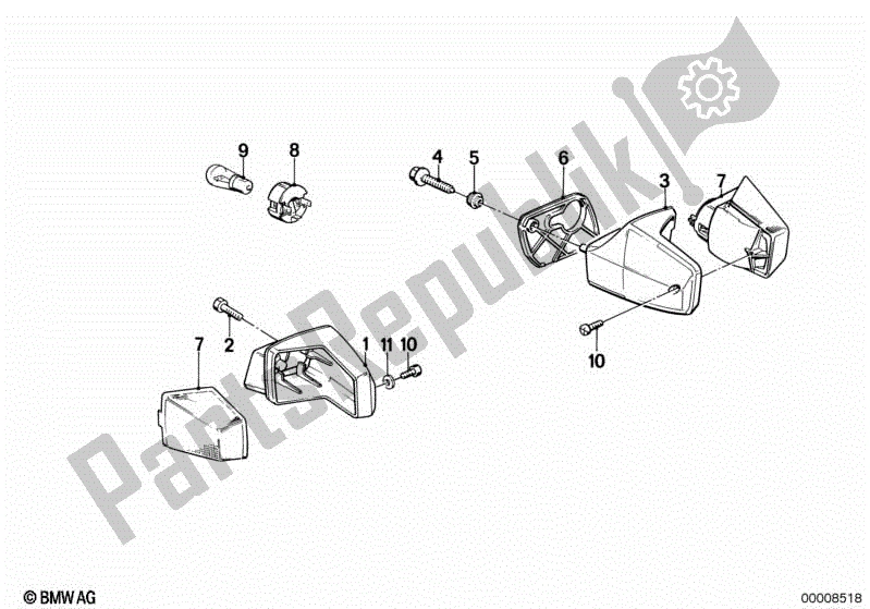 All parts for the Turn Indicator of the BMW K 75C 750 1985 - 1990