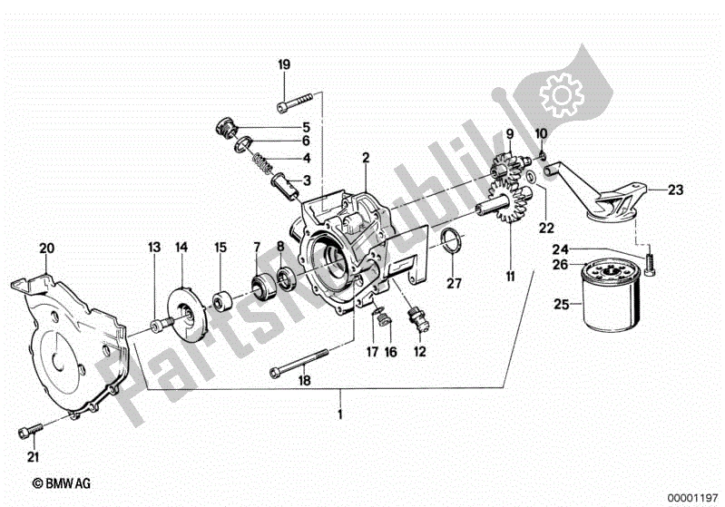 All parts for the Waterpump/oilpump - Oil Filter of the BMW K 75C 750 1985 - 1990