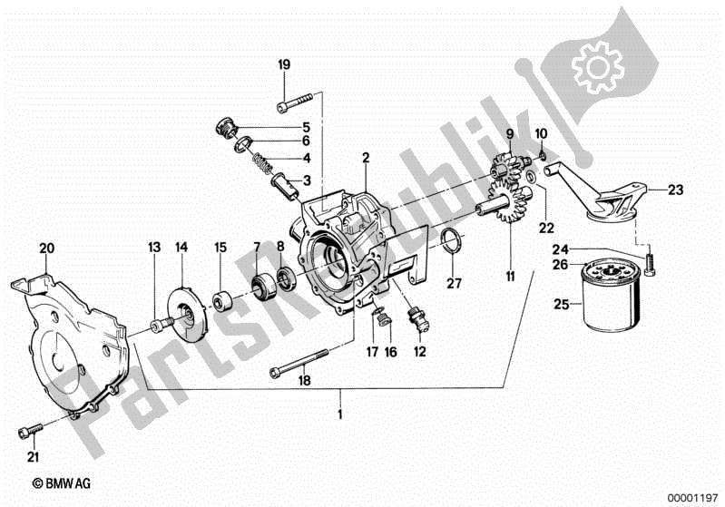 All parts for the Waterpump/oilpump - Oil Filter of the BMW K 75C 750 1985 - 1990