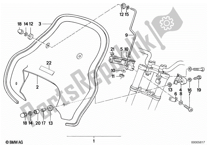 All parts for the Windshield of the BMW K 75C 750 1985 - 1990