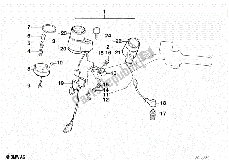 Todas las partes para Instrumentos Adicionales de BMW K 75 RT 750 1989 - 1995