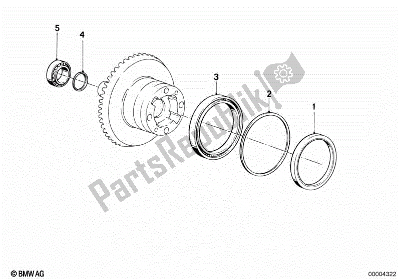 All parts for the Crowngear And Spacer Rings of the BMW K 75 RT 750 1989 - 1995