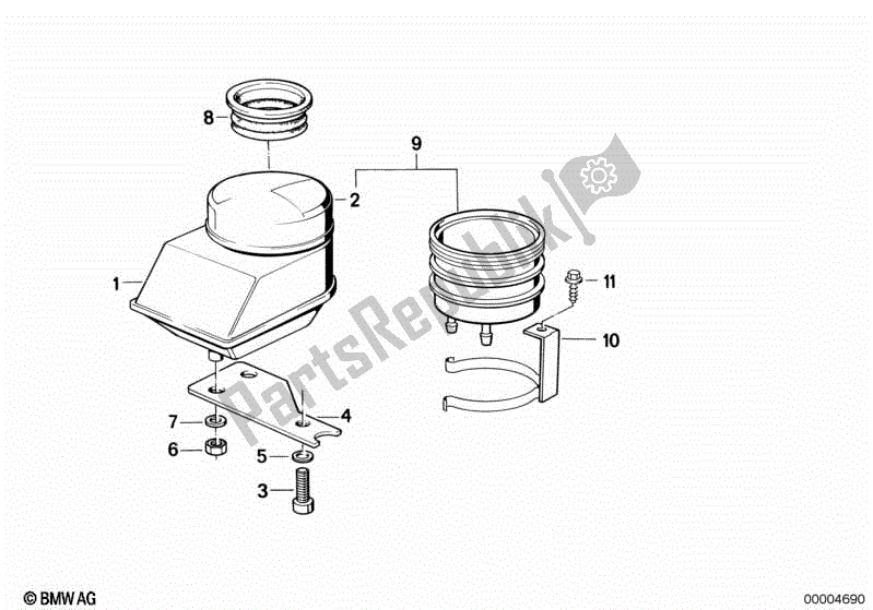 Todas las partes para Contenedor De Fluido Trasero de BMW K 75 RT 750 1989 - 1995