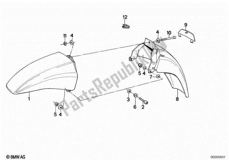 Todas as partes de Frente Do Guarda-lamas do BMW K 75 RT 750 1989 - 1995