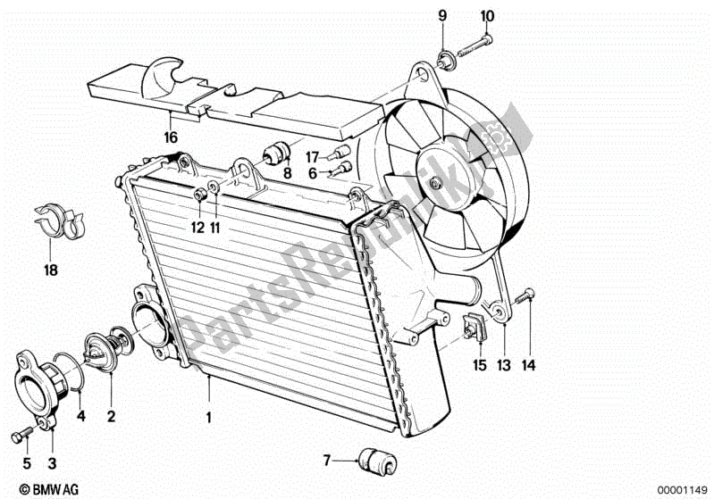 Todas las partes para Radiador - Termostato / Ventilador de BMW K 75 RT 750 1989 - 1995