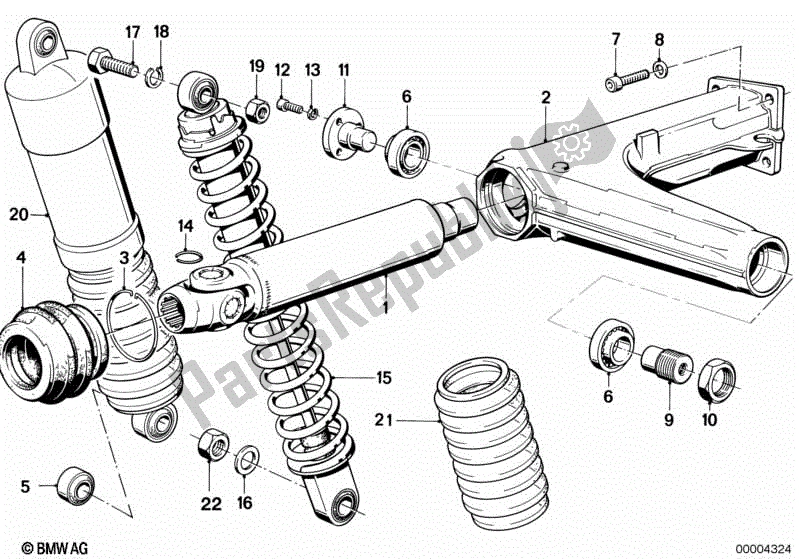 Todas las partes para Piezas De Montaje Del Brazo Oscilante De La Rueda Trasera de BMW K 75 RT 750 1989 - 1995