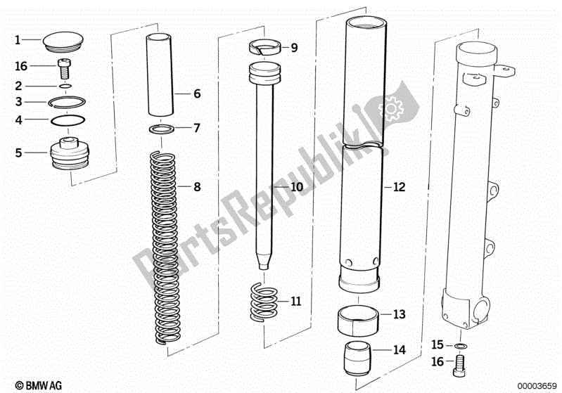 Toutes les pièces pour le Tube Montant / Absorbeur du BMW K 75 RT 750 1989 - 1995