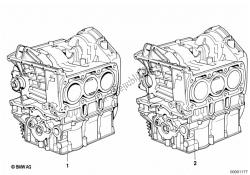 Short engine/crank case with pistons