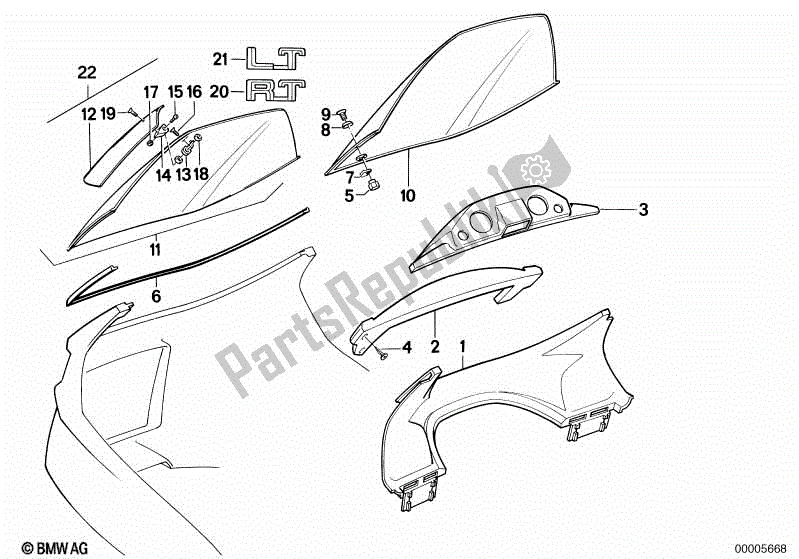 Todas las partes para Comodidad Del Parabrisas de BMW K 75 RT 750 1989 - 1995