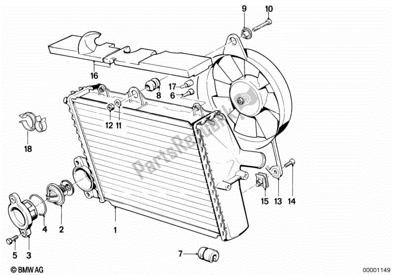 Todas las partes para Radiador - Termostato / Ventilador de BMW K 75S 750 1986 - 1995