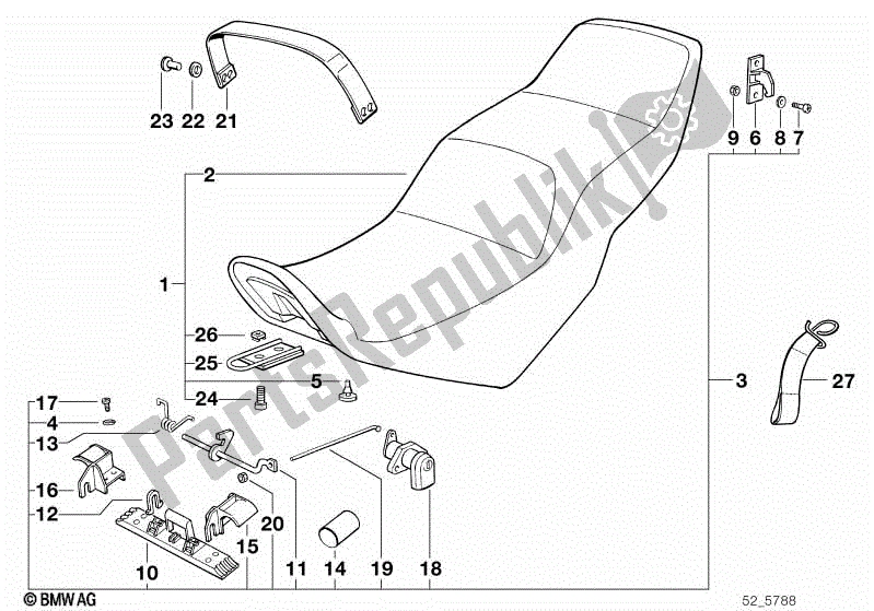 All parts for the Sliding Dual Seat of the BMW K 75S 750 1986 - 1995
