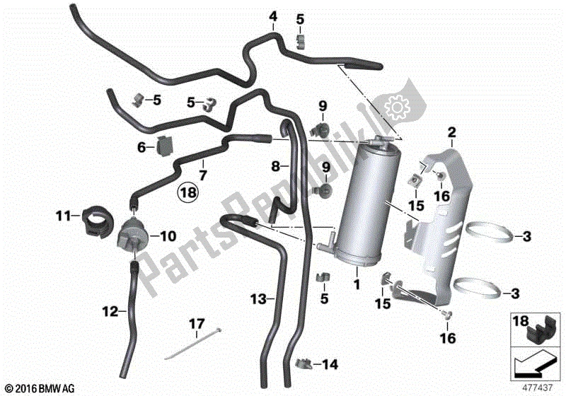 Todas las partes para Filtro De Carbón Activado / Piezas De Montaje de BMW R Nine T K 21 2016 - 2021