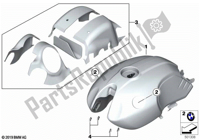 Todas las partes para Depósito De Combustible, Visibilidad Total De Aluminio de BMW R Nine T K 21 2016 - 2021