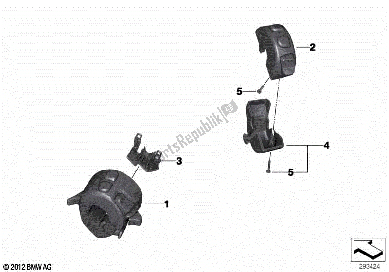 Todas las partes para Manillar Multif. Switch, Botón Negro de BMW R Nine T K 21 2016 - 2021