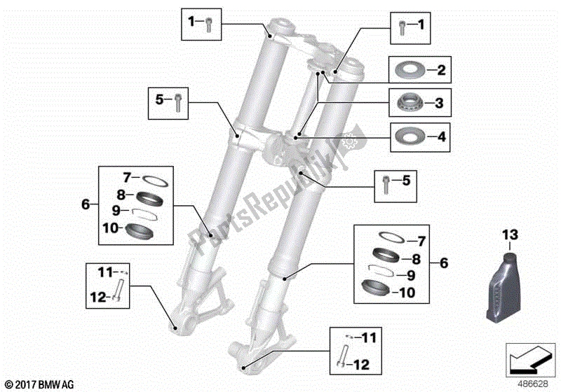 Todas las partes para Servicio De Horquillas Telescópicas de BMW R Nine T K 21 2016 - 2021