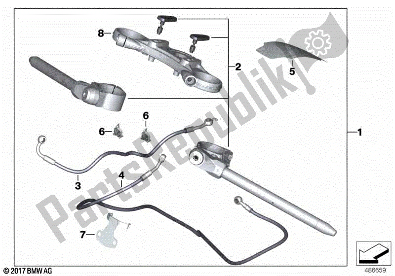 Todas las partes para Ajustar La Mitad Del Manillar Con Puente De Horquilla de BMW R Nine T K 21 2016 - 2021