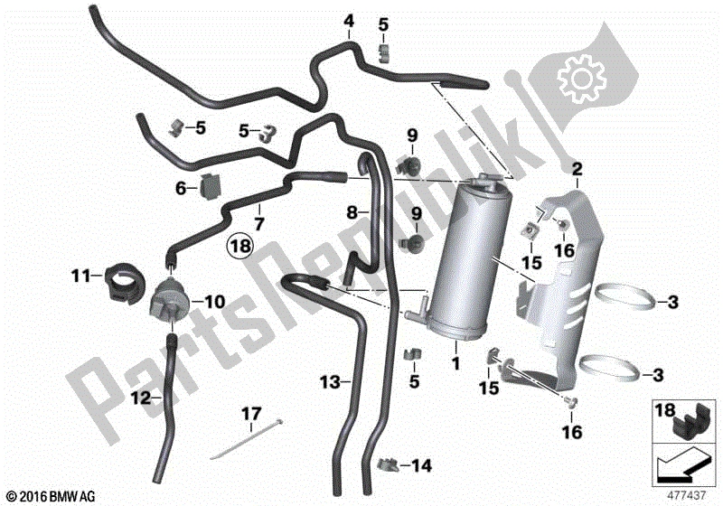 Todas las partes para Filtro De Carbón Activado / Piezas De Montaje de BMW R Nine T Pure K 22 2016 - 2021