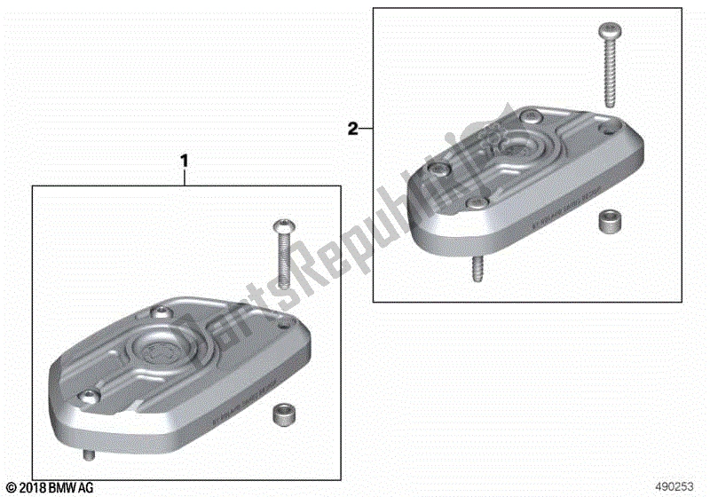 Alle onderdelen voor de Afdekpaneel Voor Koppelingsvloeistofreservoir van de BMW R Nine T Pure K 22 2016 - 2021