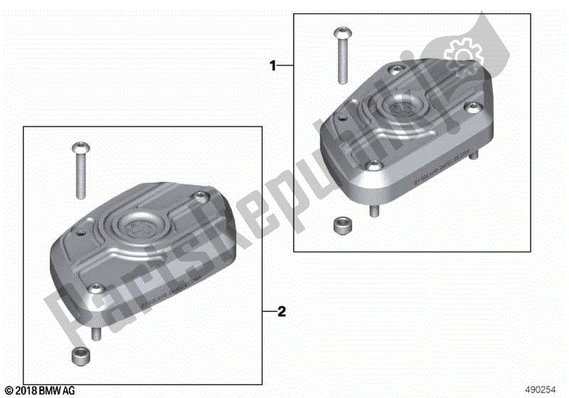 Alle onderdelen voor de Deksel Pan. F. Remvloeistofreservoir Voorzijde van de BMW R Nine T Pure K 22 2016 - 2021