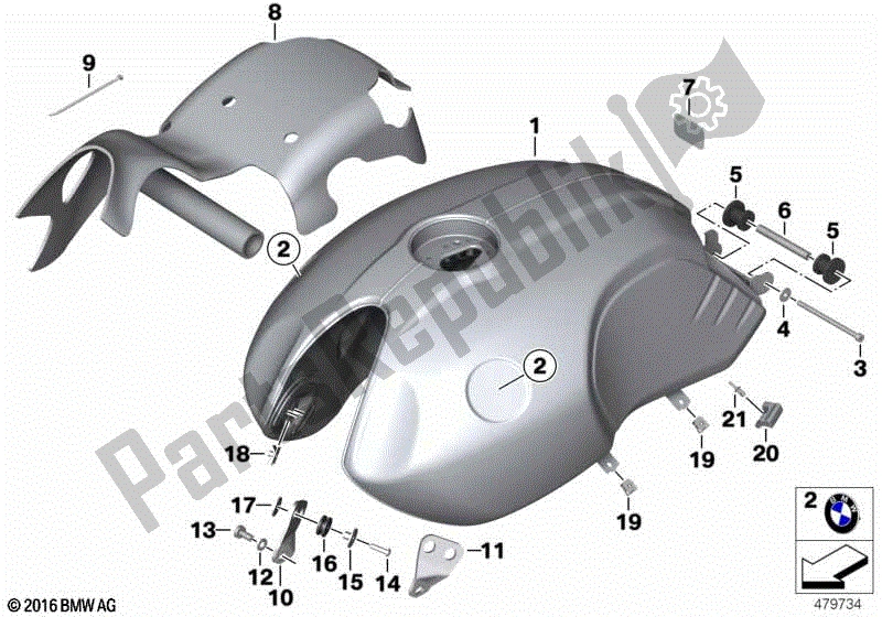 Todas las partes para Depósito De Combustible Con Tubo De Llenado de BMW R Nine T Pure K 22 2016 - 2021