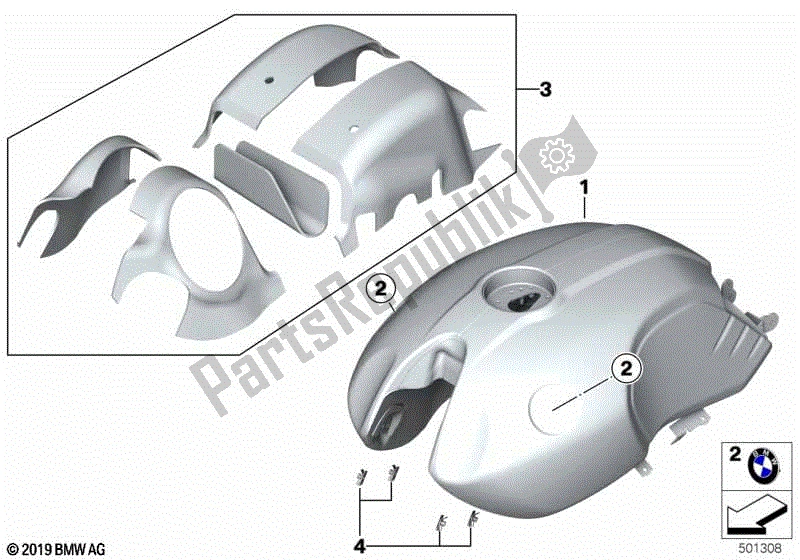 Todas las partes para Depósito De Combustible, Visibilidad Total De Aluminio de BMW R Nine T Pure K 22 2016 - 2021