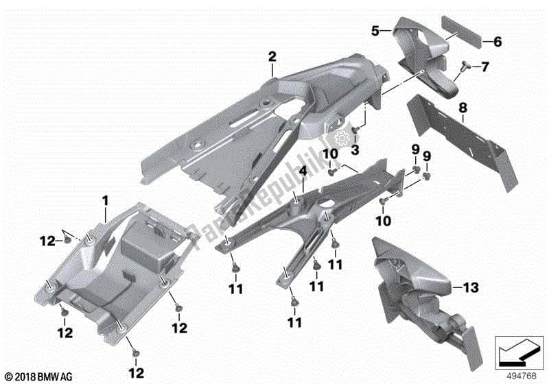 Todas las partes para Cubierta De La Rueda Trasera, Soporte De La Placa De Matrícula de BMW R Nine T Pure K 22 2016 - 2021