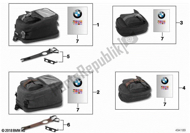 Todas las partes para Bolsa De Tirantes de BMW R Nine T Pure K 22 2016 - 2021