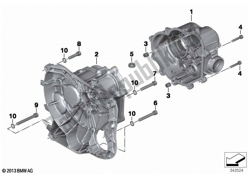 Alle onderdelen voor de Transmissiehuis van de BMW R Nine T Pure K 22 2016 - 2021