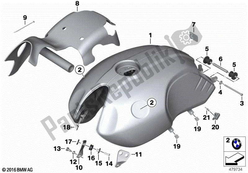 Todas las partes para Depósito De Combustible Con Tubo De Llenado de BMW R Nine T Racer K 32 2016 - 2021