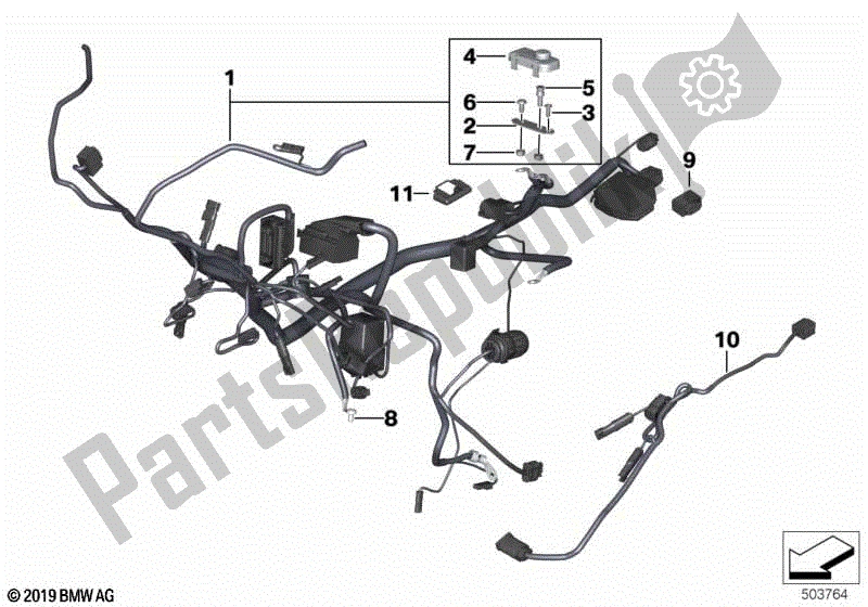 Alle onderdelen voor de Hoofdwr. Harnas / Achterste Wrng. Harnas van de BMW R Nine T Racer K 32 2016 - 2021