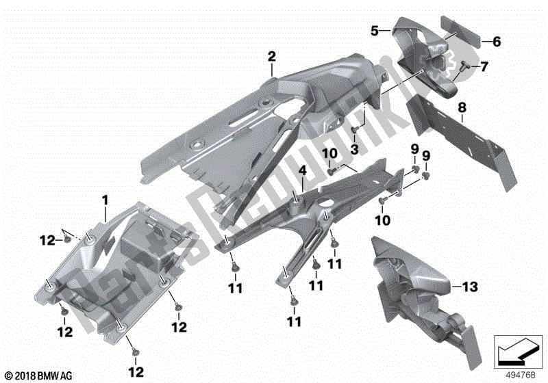 Todas las partes para Cubierta De La Rueda Trasera, Soporte De La Placa De Matrícula de BMW R Nine T Racer K 32 2016 - 2021