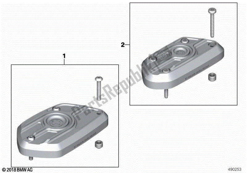 Alle onderdelen voor de Afdekpaneel Voor Koppelingsvloeistofreservoir van de BMW R Nine T Scrambler K 23 2016 - 2021