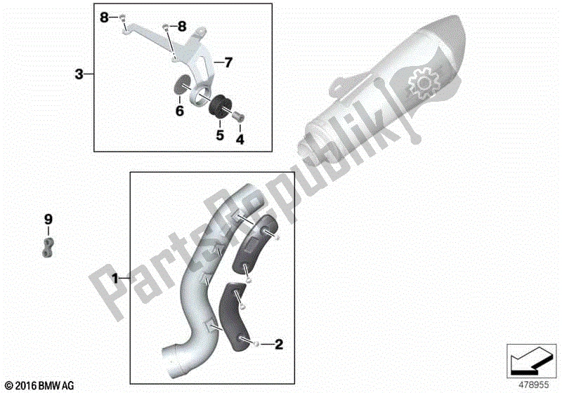 Todas las partes para Piezas Montadas, Silenciador Deportivo, Superior de BMW R Nine T Scrambler K 23 2016 - 2021