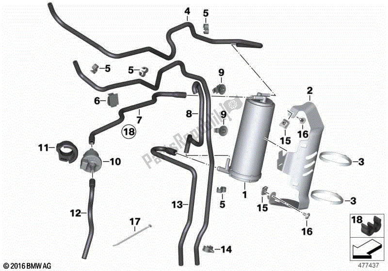 Toutes les pièces pour le Filtre à Charbon Actif / Pièces De Montage du BMW R Nine T Urban G/S 2017 - 2021