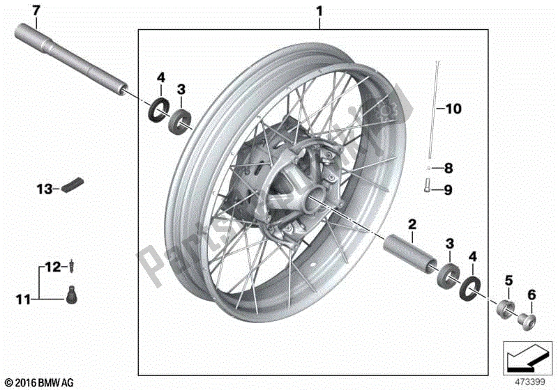 Todas las partes para Rueda Delantera De Radios Cruzados de BMW R Nine T Urban G/S 2017 - 2021