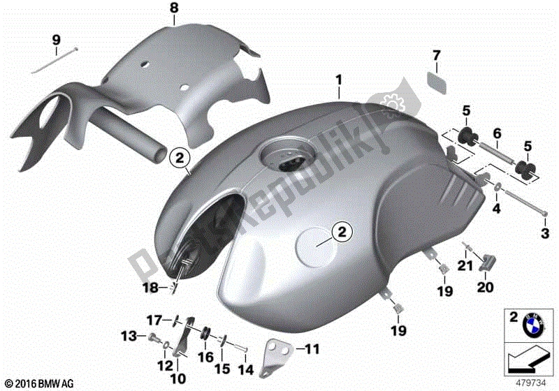 Todas las partes para Depósito De Combustible Con Tubo De Llenado de BMW R Nine T Urban G/S 2017 - 2021