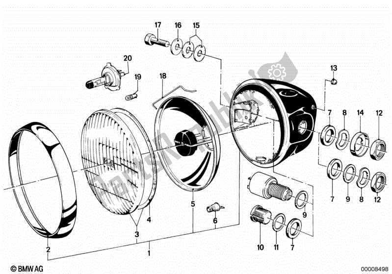 Alle onderdelen voor de Koplamp van de BMW R 100 CS 1000 1980 - 1984