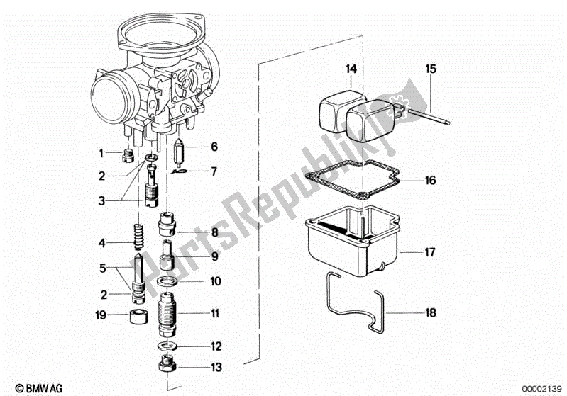 Tutte le parti per il Gruppo Carburatore-galleggiante / Getto del BMW R 100 Gspd  47E2 1000 1991 - 1995