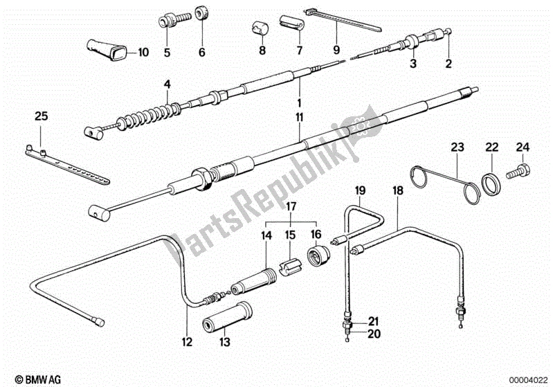 Alle onderdelen voor de Bowden Kabel van de BMW R 100R 1000 1991 - 1995