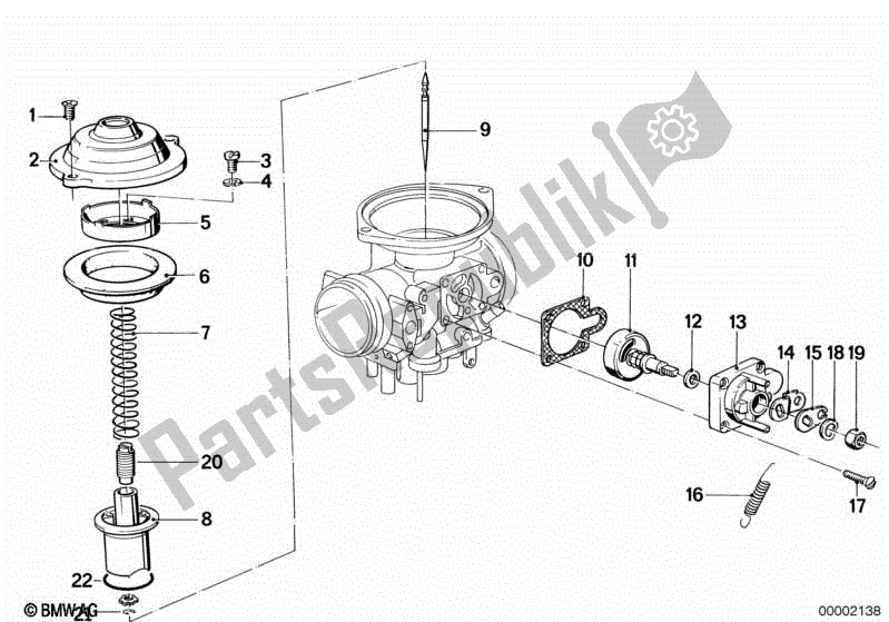 Alle onderdelen voor de Carburateur Dop / Zuiger / Starterbehuizing van de BMW R 100R 1000 1991 - 1995