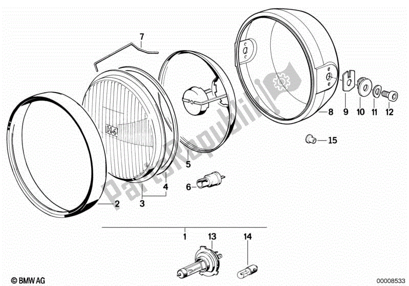 Alle onderdelen voor de Koplamp van de BMW R 100R 1000 1991 - 1995