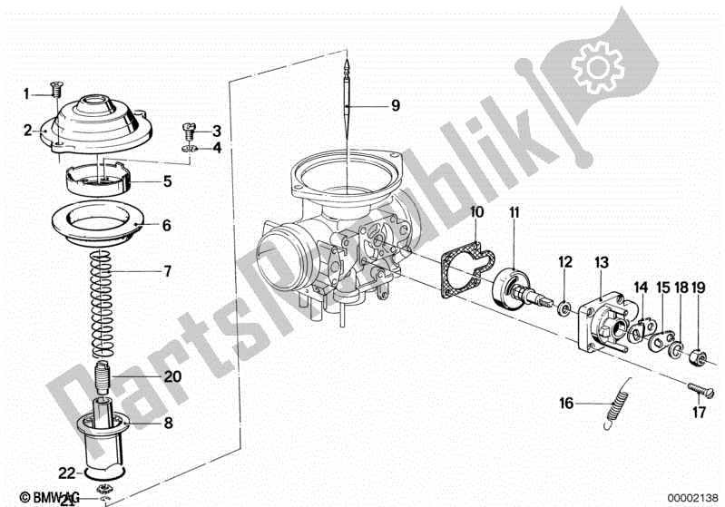 All parts for the Carburetor Cap/piston/starter Housing of the BMW R 100R Mystik 1000 1994 - 1995