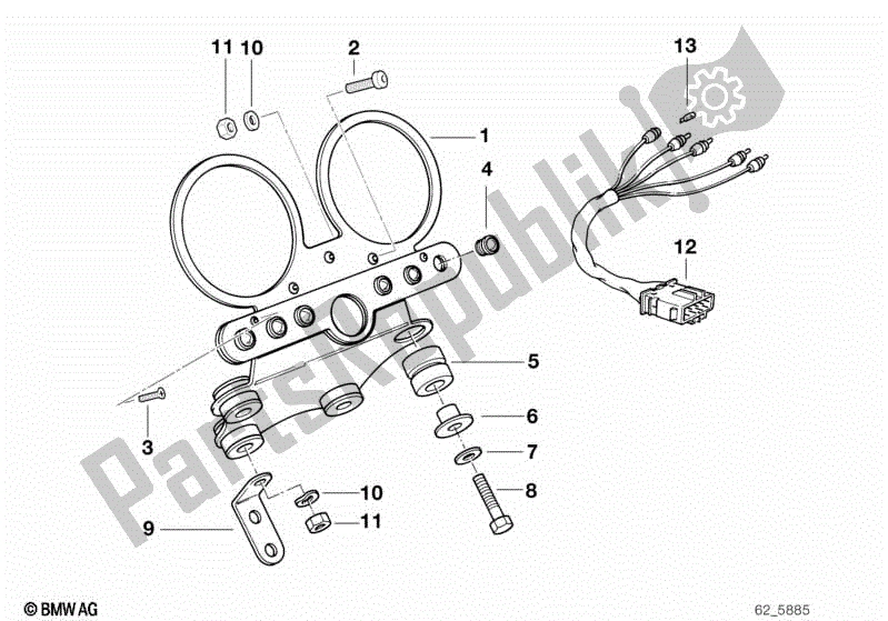 All parts for the Dashboard Support of the BMW R 100R Mystik 1000 1994 - 1995